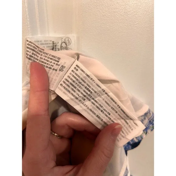 Abercrombie & Fitch Floral Patchwork Mini Dress XSP Resort Boho Whimsical 70s - Picture 9 of 10